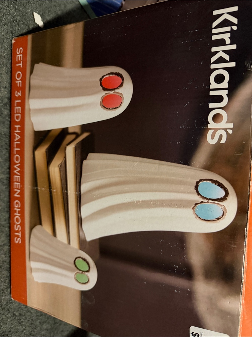 Kirklands White LED Ghost Lanterns with Red, Blue and Green Eyes